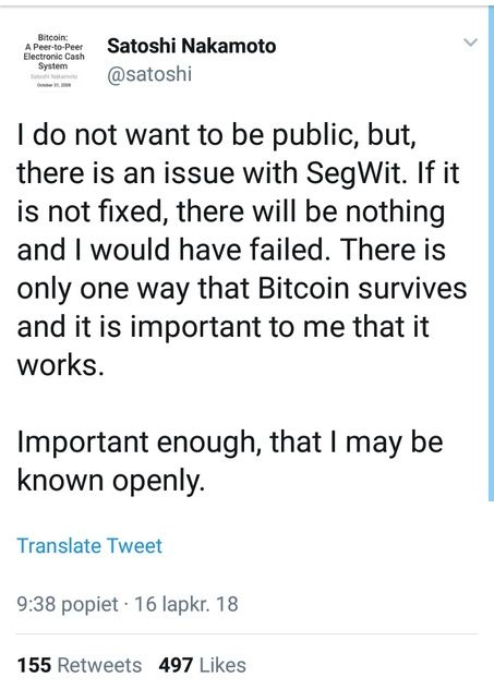 A purported tweet from Satoshi Nakamoto, the author of bitcoin white paper and creator of the original implementation of the digital coin, has raised doubts among different sections. 99% of commentators didn’t believe it.