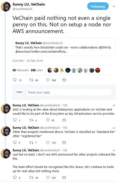 Sunny LU, the CEO of VeChain shared his thoughts.