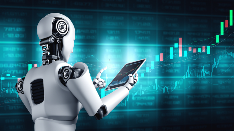 AI-robot som använder maskininlärning i handel