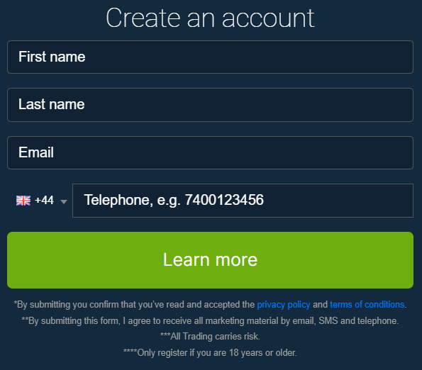 Immediate Iplex Create an account