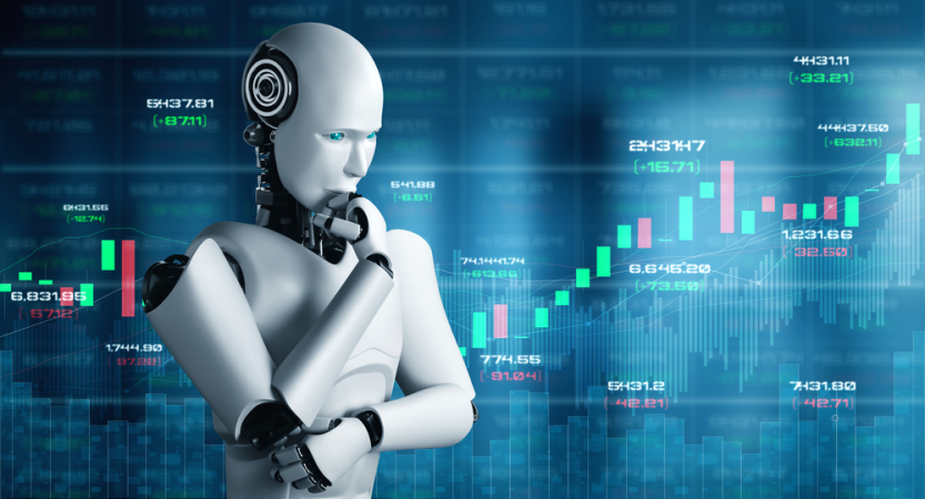 financial technology controlled by AI robot using machine learning