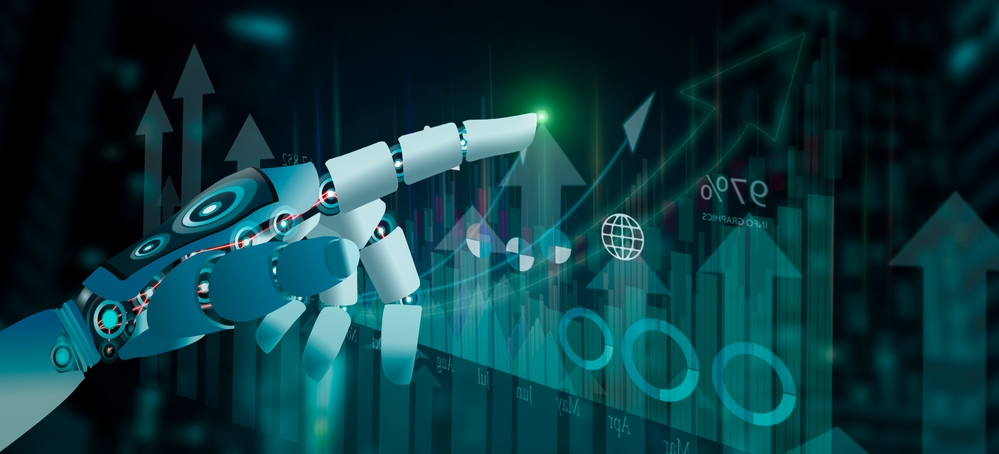 株式市場に触れるロボットハンド