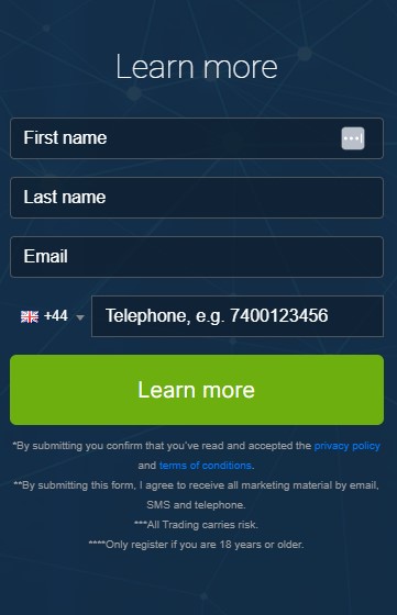 Screen shot of registration box of the Bitpro Pulse trading platform.
